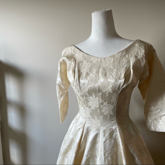 XS New Look, 1948 Cotton Brocade Dress, mint but needs zip - Picture 3 of 13